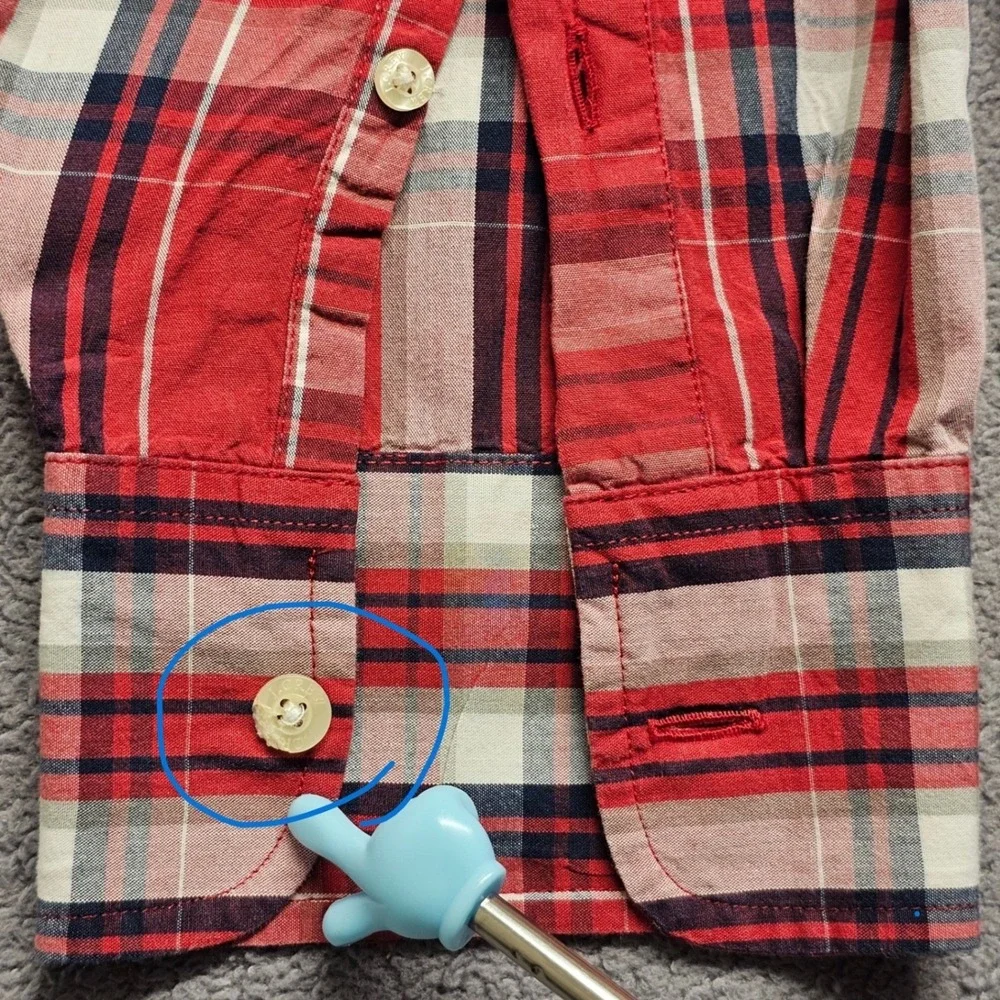 J.Crew Shirt Mens Medium Red White Plaid Long Sleeve Collared Casual Button Down